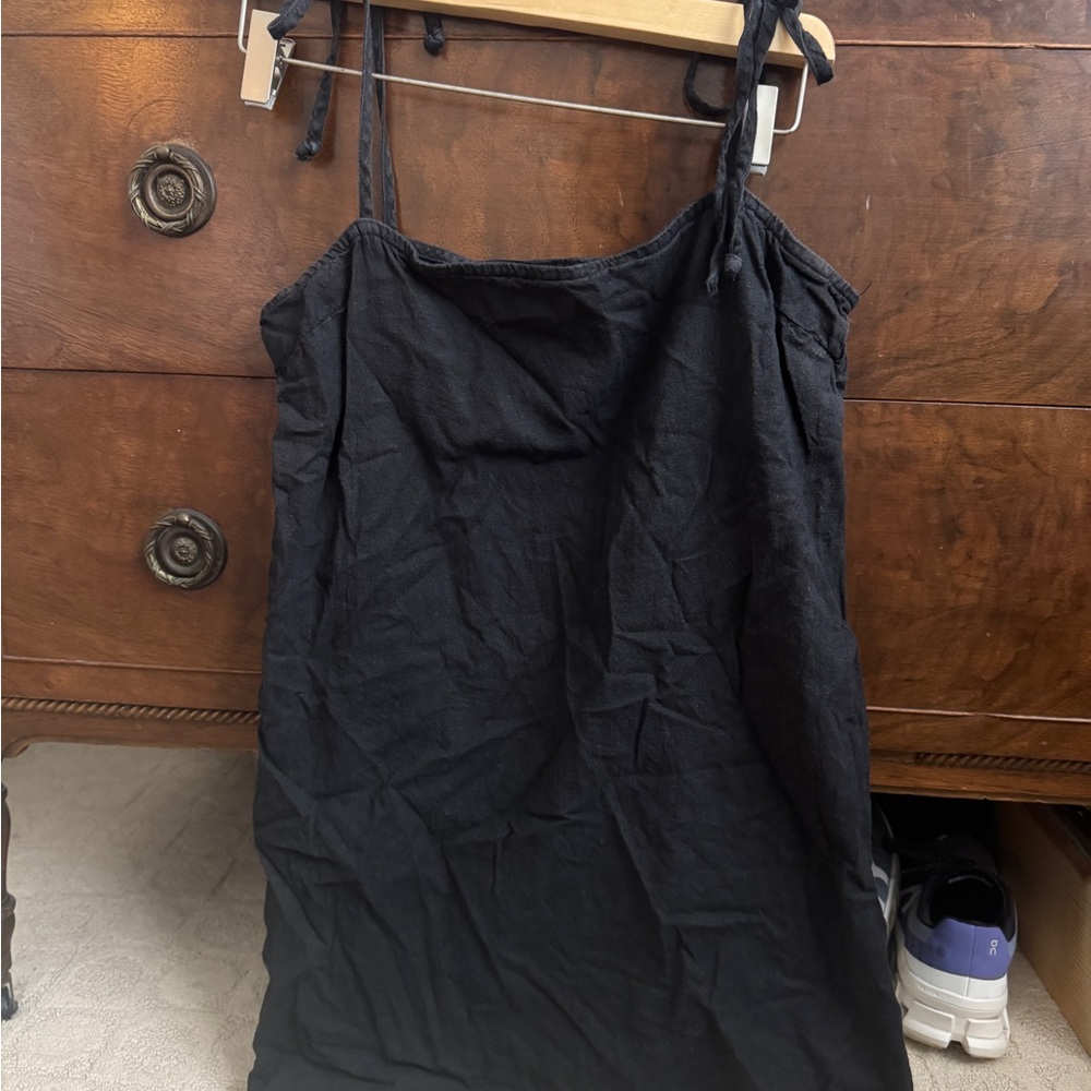 Urban Outfitters Black Linen Slip Dress